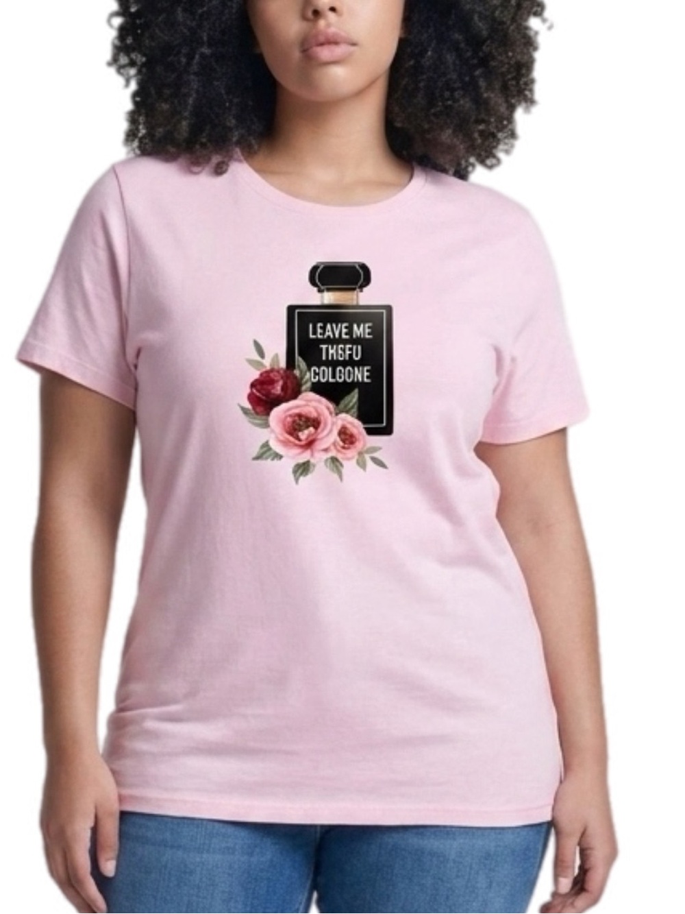 The Blind Medium | Leave Me Alone perfume graphic Pink Crew Neck Short Sleeve T